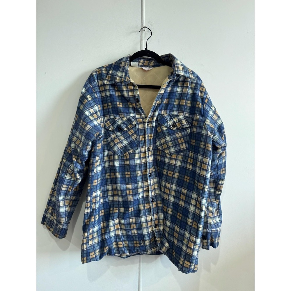Vintage Frostproof Jacket Mens XL Blue Plaid Flannel Quilted Lined Made USA